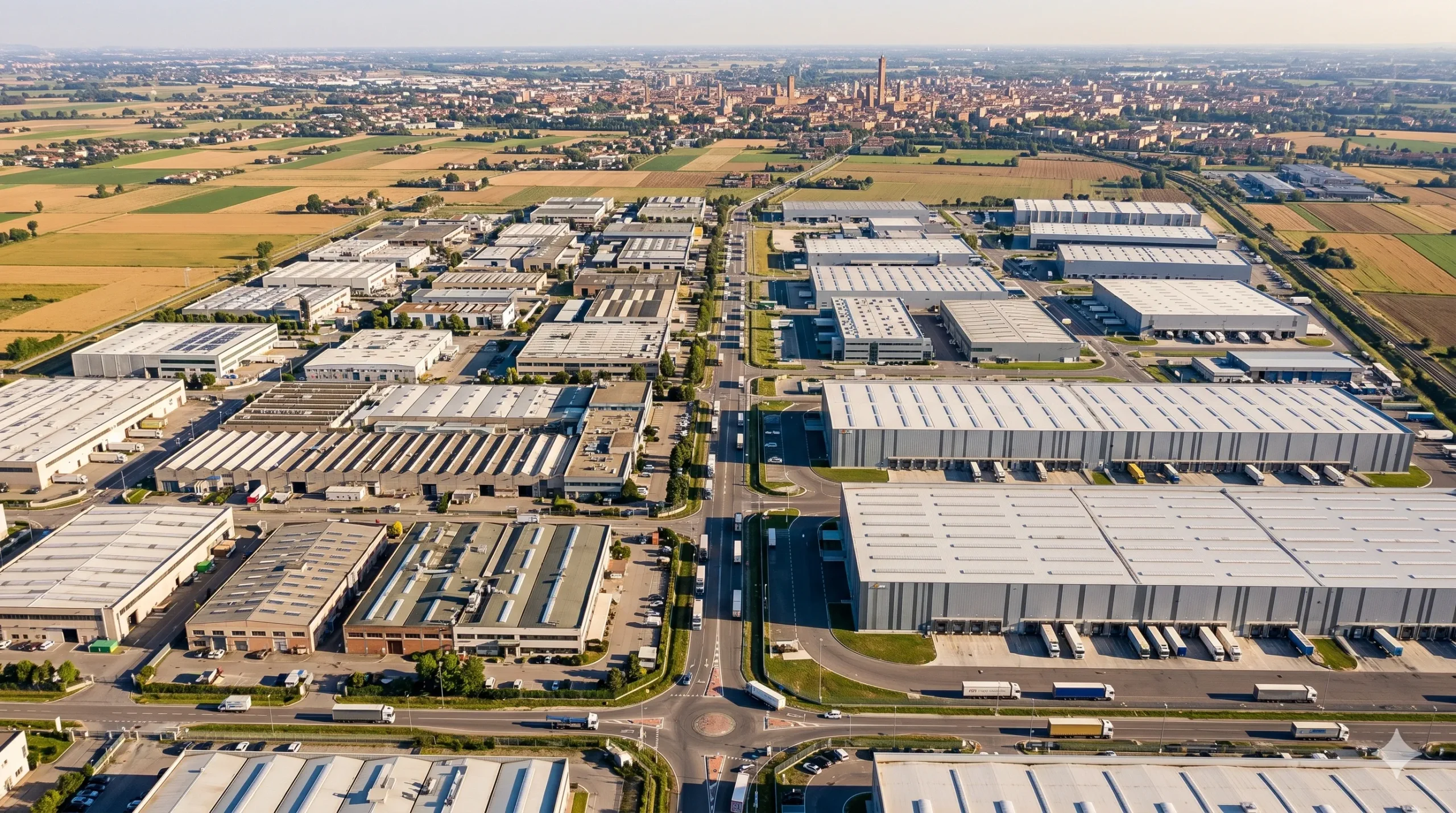 Zonă industrială Bologna Emilia-Romagna transport TIR