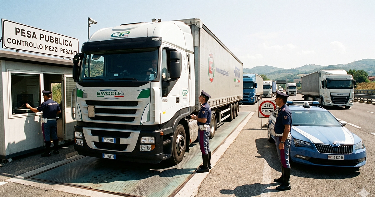 Control greutate camion TIR Italia cântar autostradă
