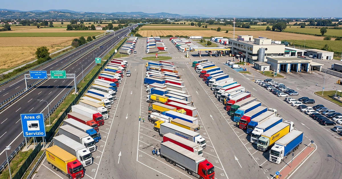 Parcare TIR autostradă Italia locuri autorizate camioane