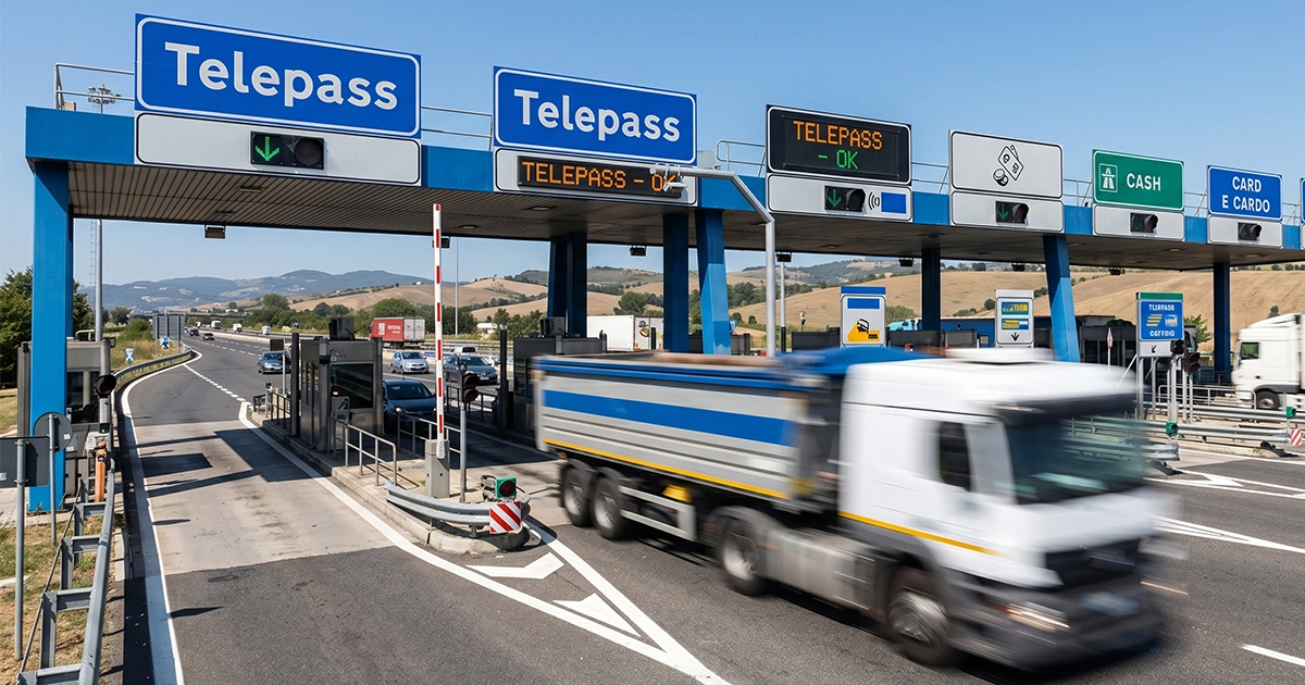 Cabină taxă autostradă Italia Telepass camion TIR