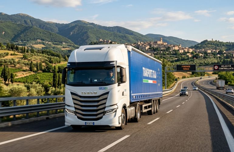 Camion modern EURO 6 din flota partenerilor WSA Group din Italia
