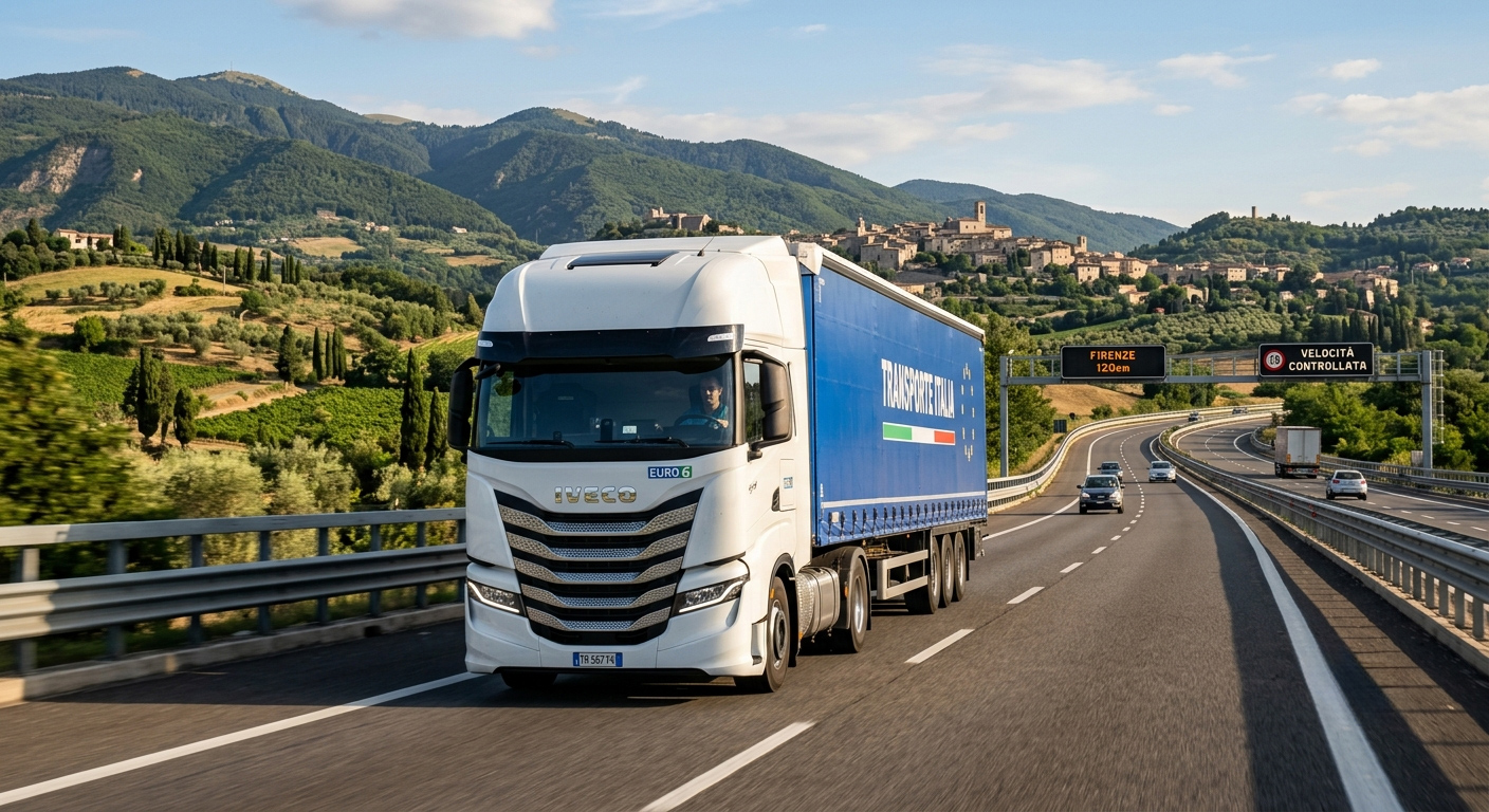 Camion modern EURO 6 din flota partenerilor WSA Group din Italia