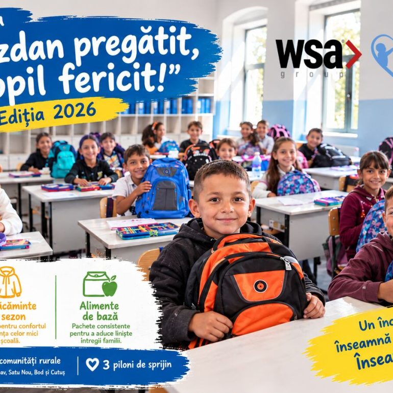 Campania „Un ghiozdan pregătit, un copil fericit" ediția 2026 – WSA Group și EduActiv sprijină 150 de copii din comunitățile rurale de lângă Brașov